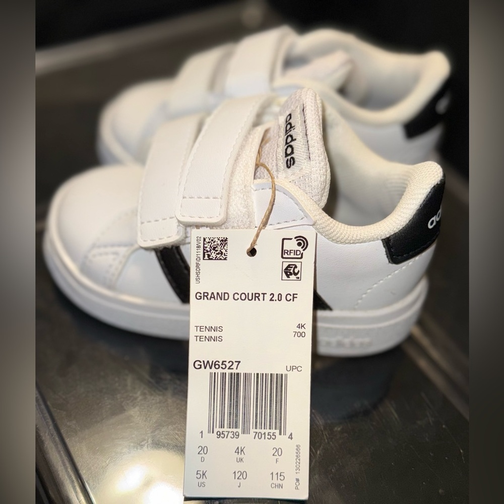 Adidas baby White Black Velcro Strap Sneakers - Picture 9 of 12